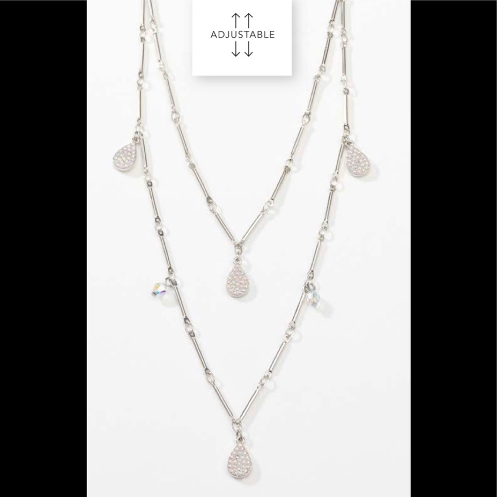 Touchstone Crystal by Swarovski LEVEL UP layered necklace with aurore boreale
